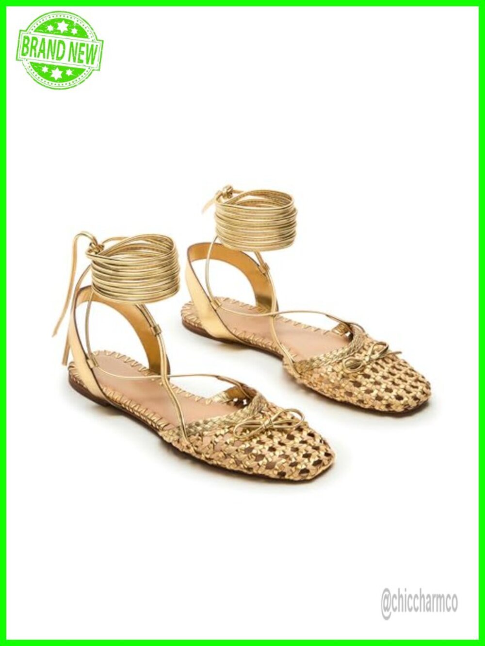 Woven Ballet Flats for Women Lace Up Closed Square Toe Summer Sandals Dressy